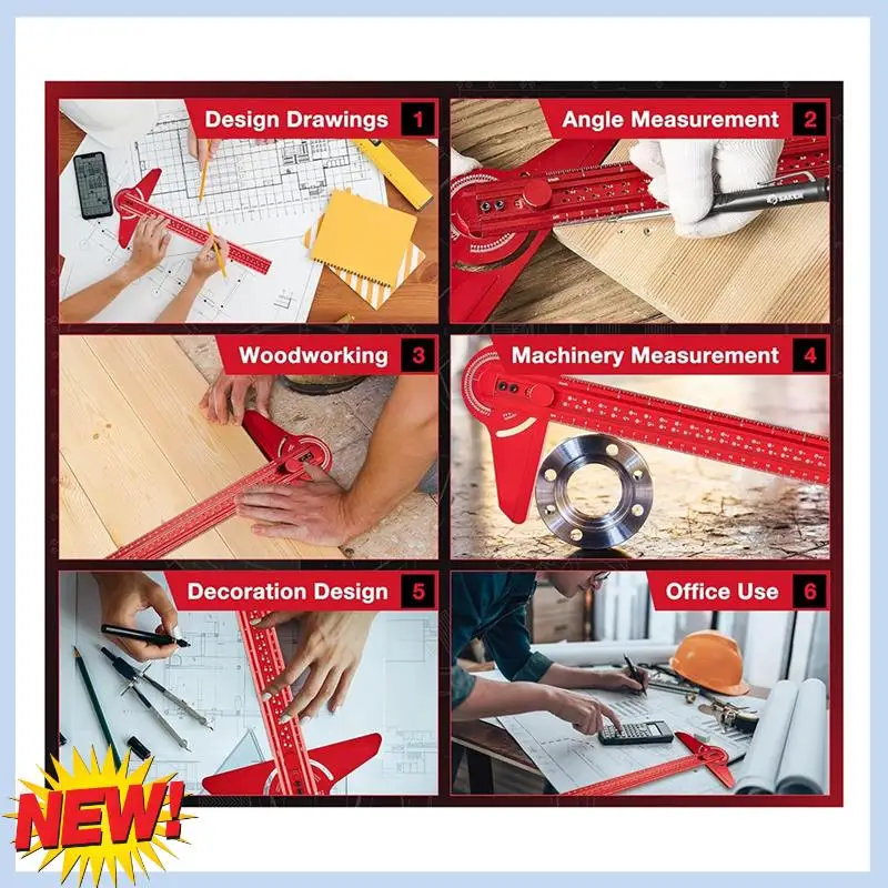

AT14 Angle Finder Protractor,Angle Gauge,Adjustable Aluminum Construction Protractors With 13 Inch Woodworking Ruler