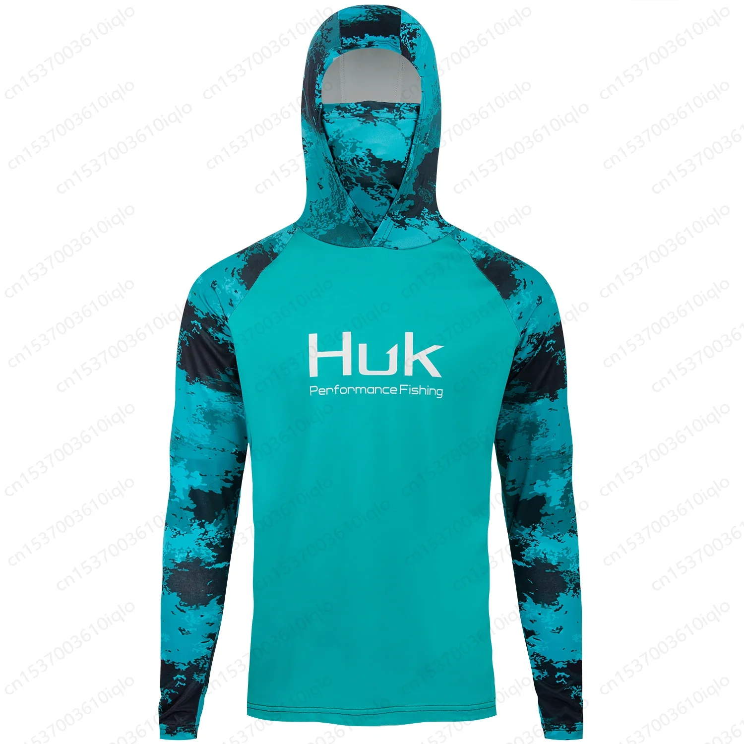 HUK UPF 50+ Langarm-Kapuzenhemd mit Gesichtsschutz, schnelltrocknende Sweatshirts, atmungsaktiver UV-Schutz, Angeltrikots für Herren – Detail 4
