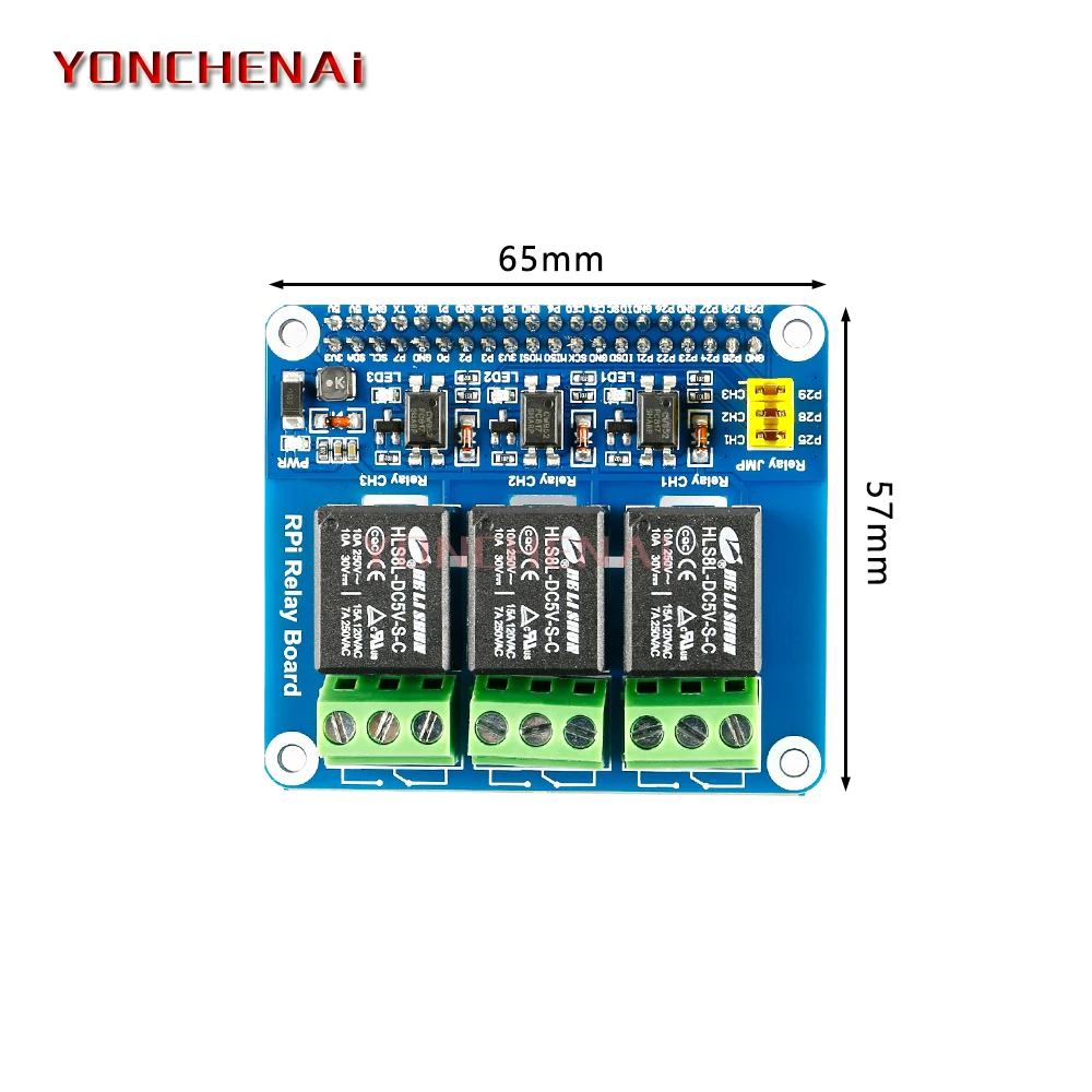 Papan ekspansi Relay 3 saluran, untuk Raspberry Pi 4B 3B + 3B 3 arah modul kontrol Relay Breakout Shield Hat untuk otomatisasi rumah