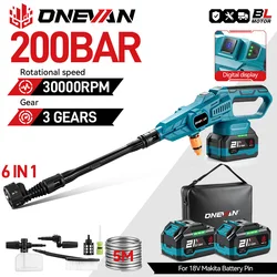 ONEVAN 200Bar Fırçasız Yüksek Basınçlı Yıkama Tabancası 3500 W 6in1 Akülü püskürtme tabancası Araba Temiz Bahçe Yıkama Aracı 21 V 18 V Pil
