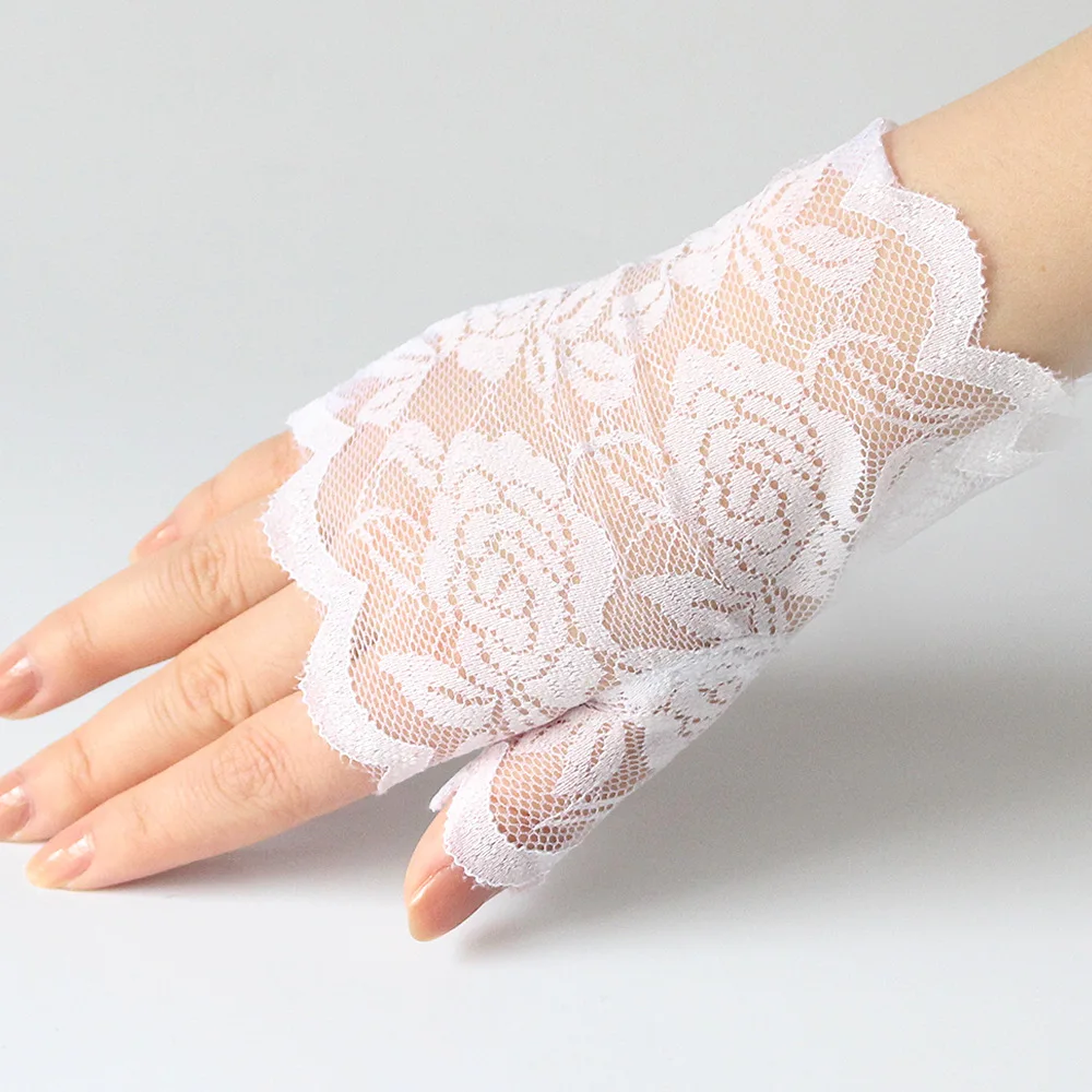 Wedding Women Short Lace Gloves Gothic Fancy Dress Party Fingerless Gloves Summer Outdoor Ladies Driving Sunscreen Gloves image 4