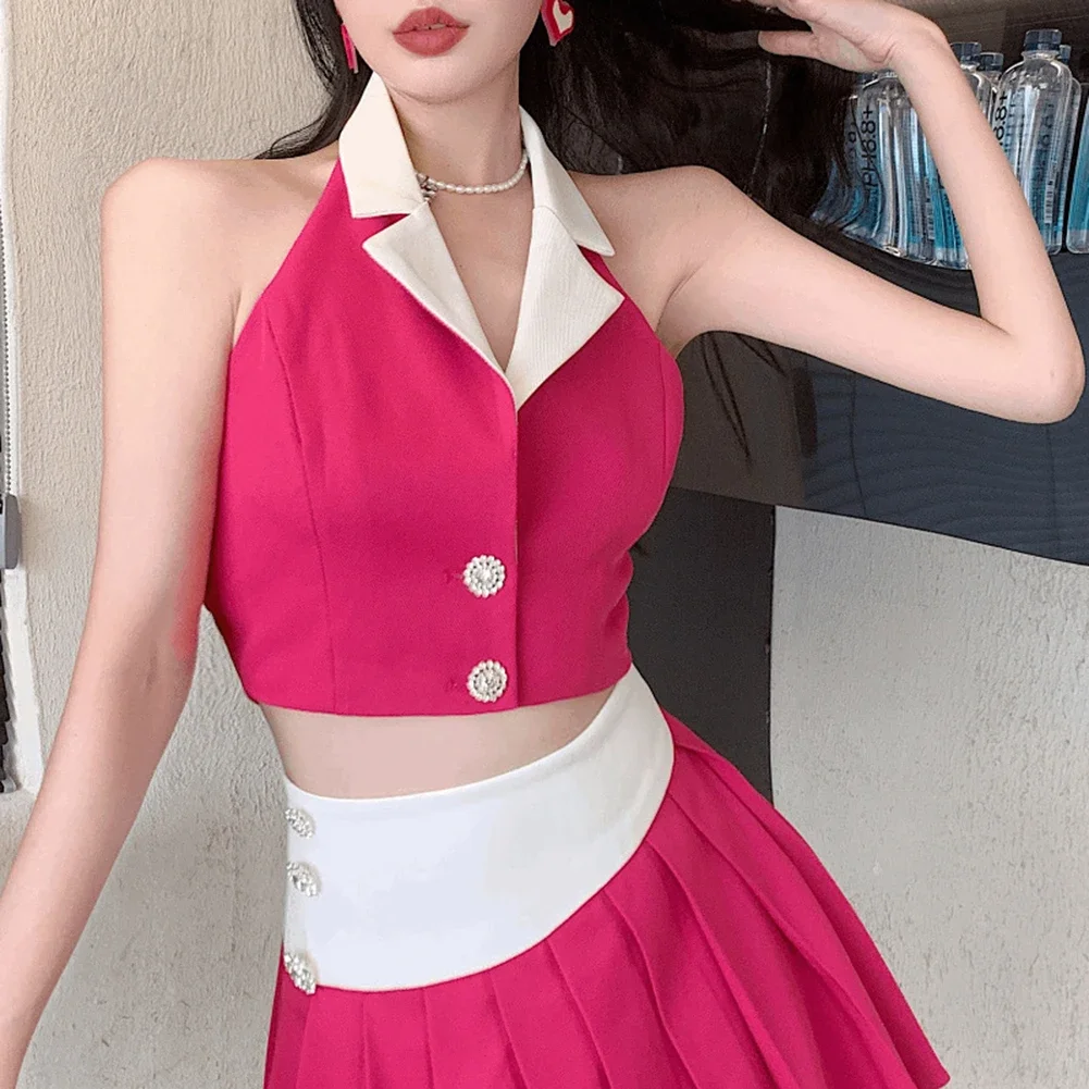 Daily Commuting Black Hot Girl Suit Daily Commuting Halter Neck Style Slightly Elastic Fabric Suit Collar Design