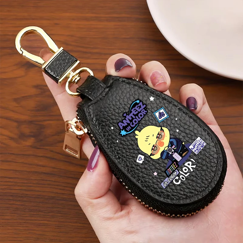 ATEEZ Leather Zipper Key Wallet Keychain K-pop Man Groups Multifunctional Mini Purse Key Holder Case Cute Key Chain Storage Bag view 6
