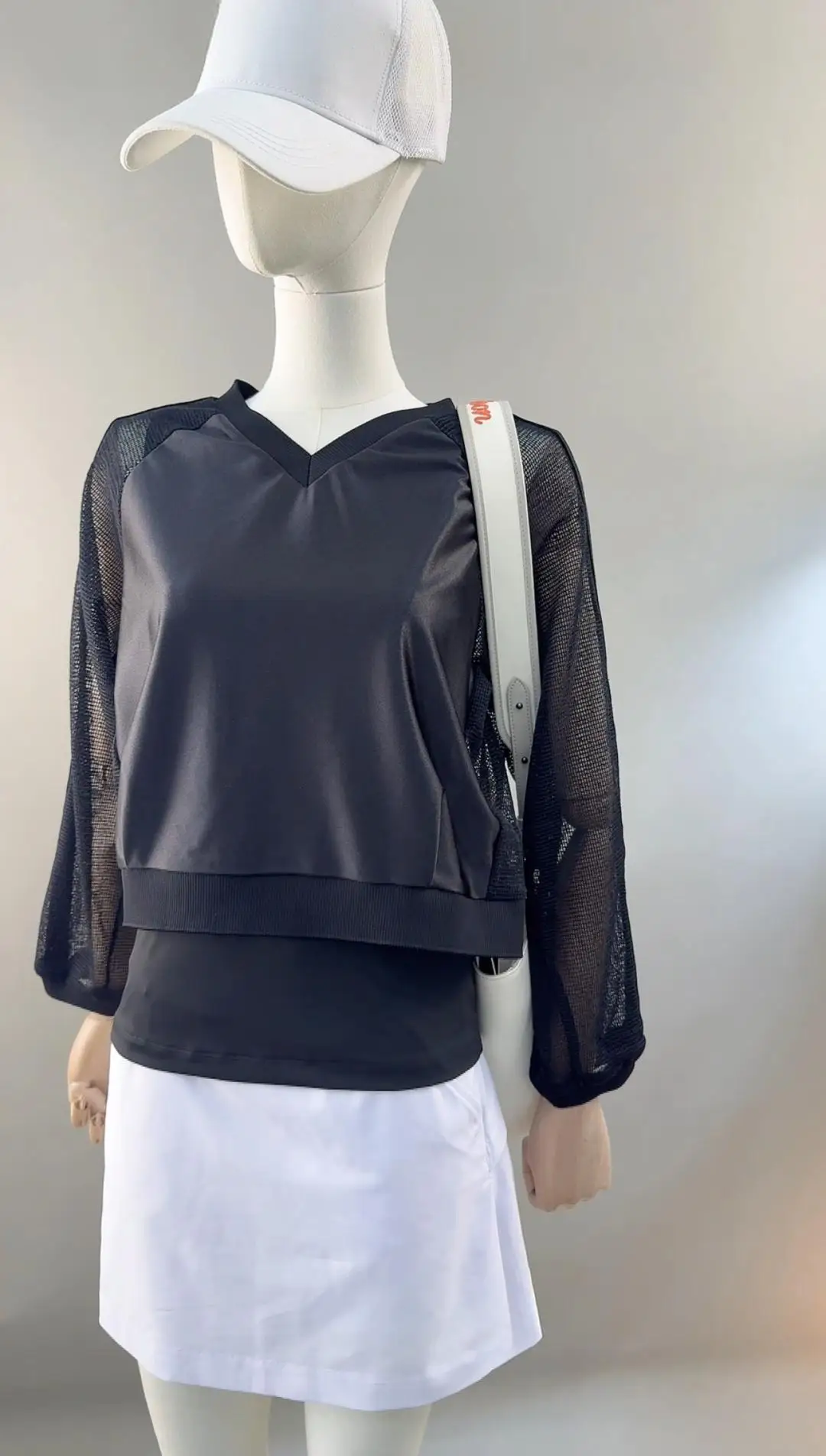 2026 Women Golf 2 In 1 Outfit Mesh Long Sleeve Top With Sleeveless Vest Slim Fit Versatile Casual Sports Golf Wear