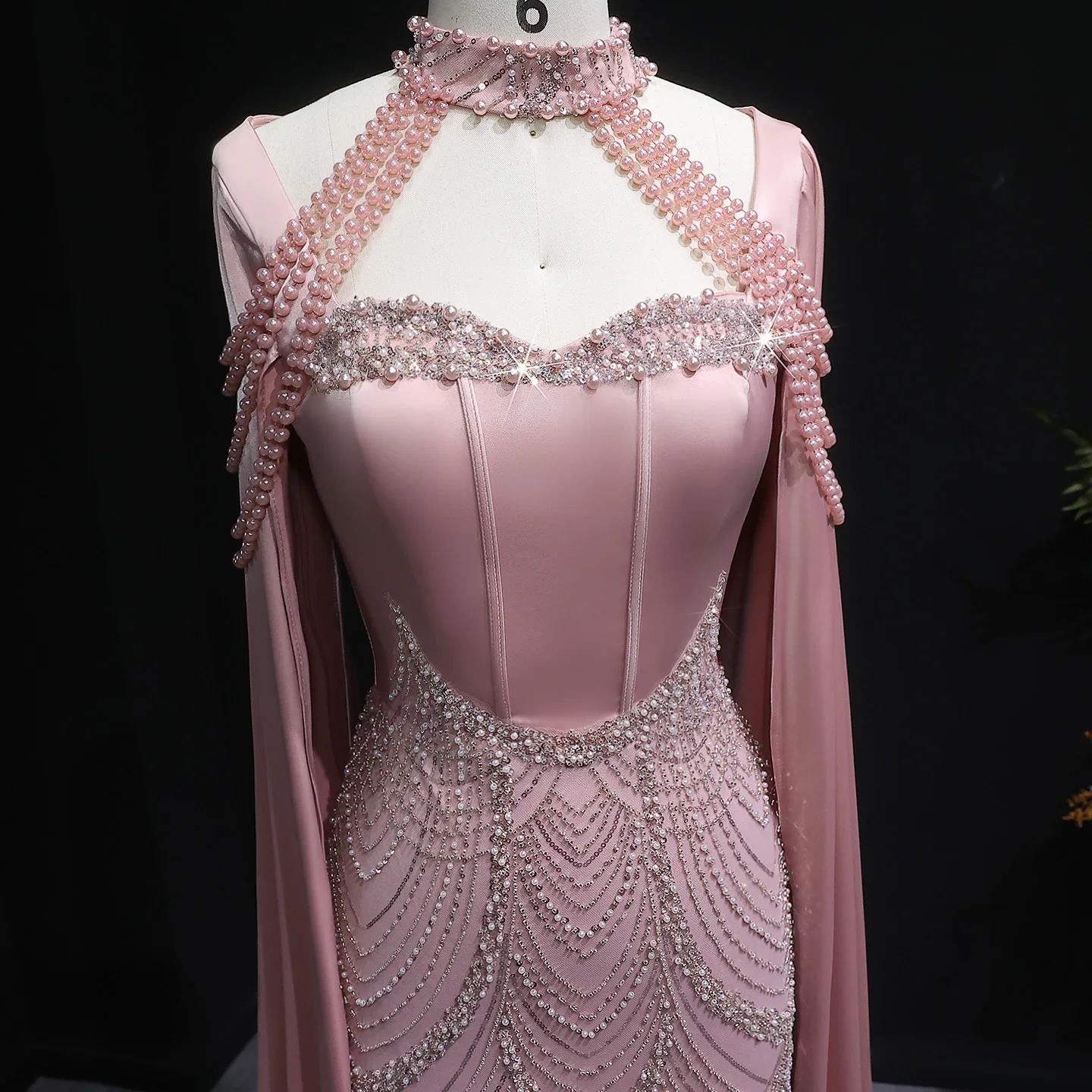 open lace back dress Beaded V-neck Prom Dresses Cape Sleeve Gatsby Formal Dresses 20017B –  Viniodress