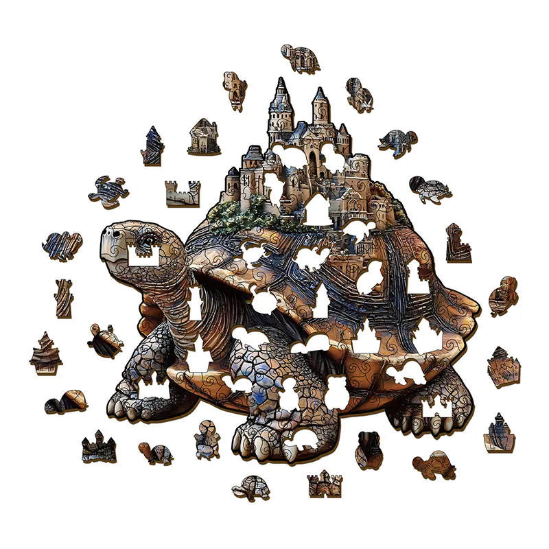 113/174 قطعة السلاحف غير النظامية على شكل بازل قطع لغز خشبي لعبة تخفيف التوتر متعة ألعاب تعليمية هدايا للديكور المنزل