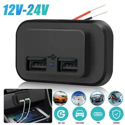 Presa per caricabatteria da auto Dual USB adattatore per caricabatterie USB 4.8A 3.1A 12V/24V adattatore di alimentazione per presa Splitter Usb per auto per Camper Truck Boat RV