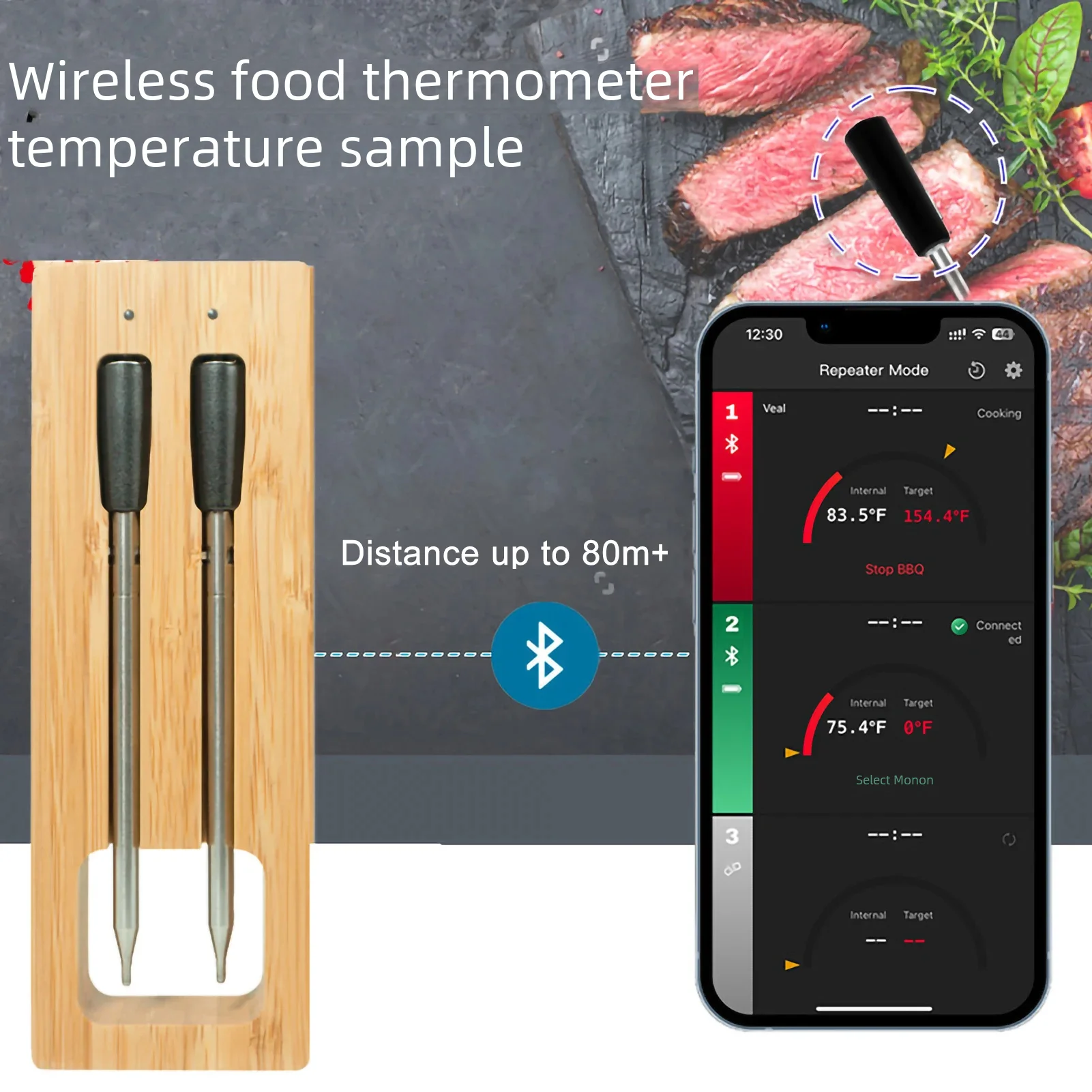 Smart Wireless Meat Food Thermometer Kitchen Cooking Tool Oven Grill BBQ Steak Bluetooth Temperature Meter Barbecue Accessories