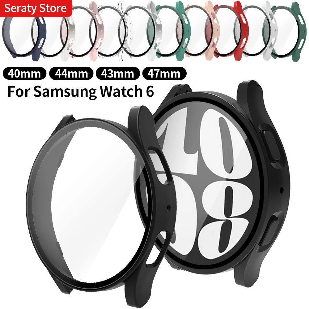 Case+Glass for Samsung Galaxy Watch 6 40mm 44mm Screen Protector PC All-Around Bumper for Galaxy Watch 6 Classic 47mm 43mm Cover