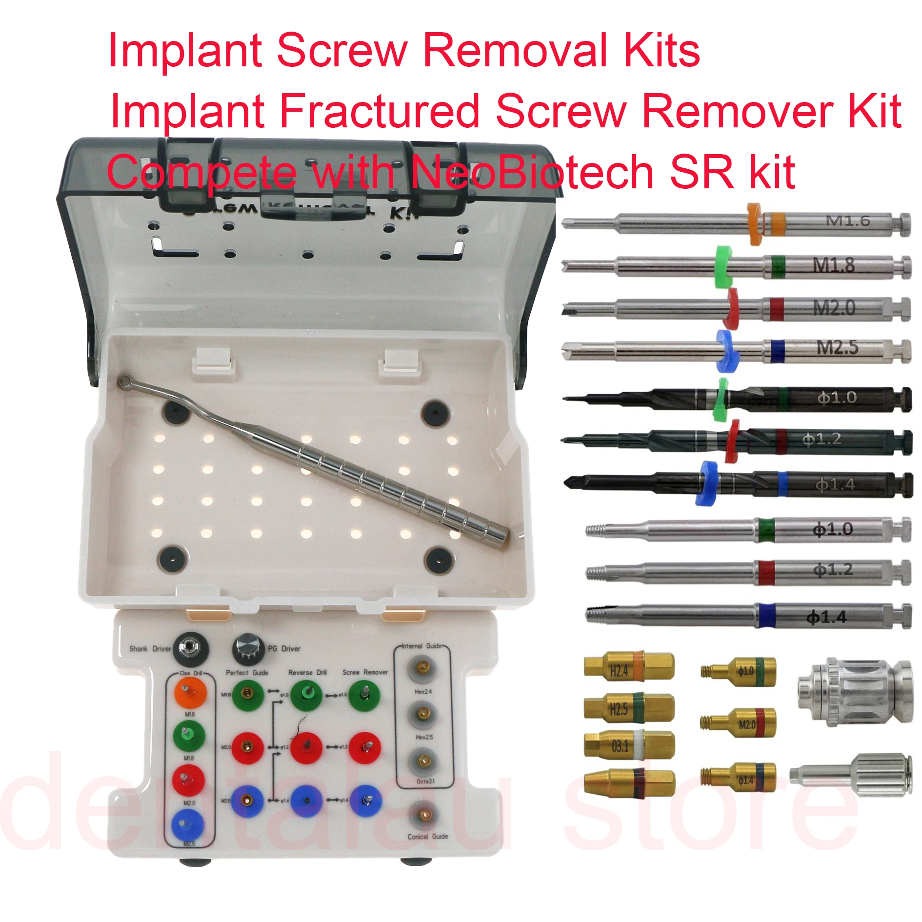 

Dental Implant Broken Screw Remover Kit Implant Surgical Tool Drill Guide Extraction Broken Fixture Surgical Instrument