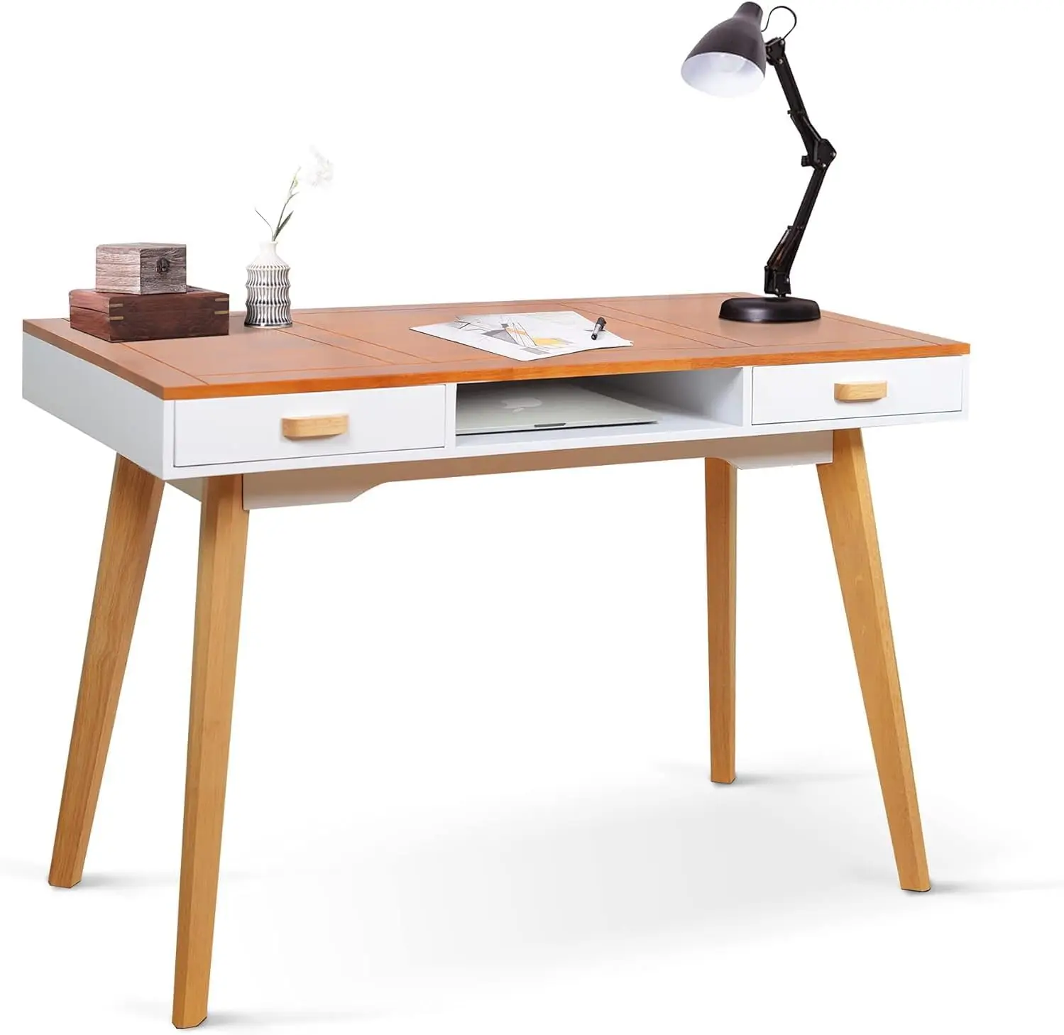 

Офисный стол Combohome из массива дерева с 2 ящиками и отсеком для хранения, современный домашний компьютерный стол для женщин