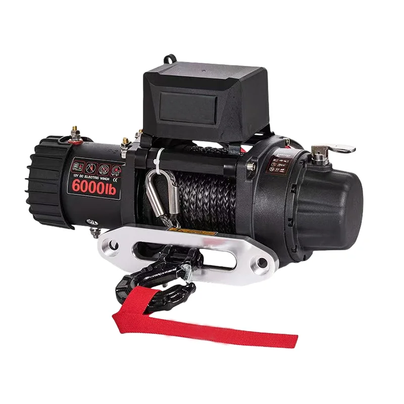 12V Electric Winch With Remote Control 4WD Synthetic Nylon Winch For Outdoor Field Rescue