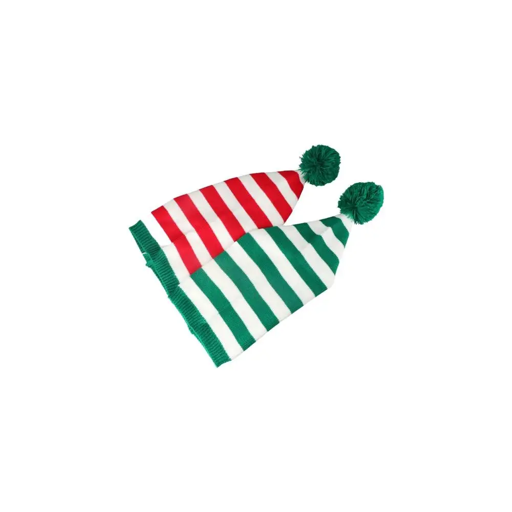 

All-match Santa Claus Christmas Knitted Hat Merry Christmas Hat Green Red Santa Beanie Hat Striped Woolen Hat Christmas
