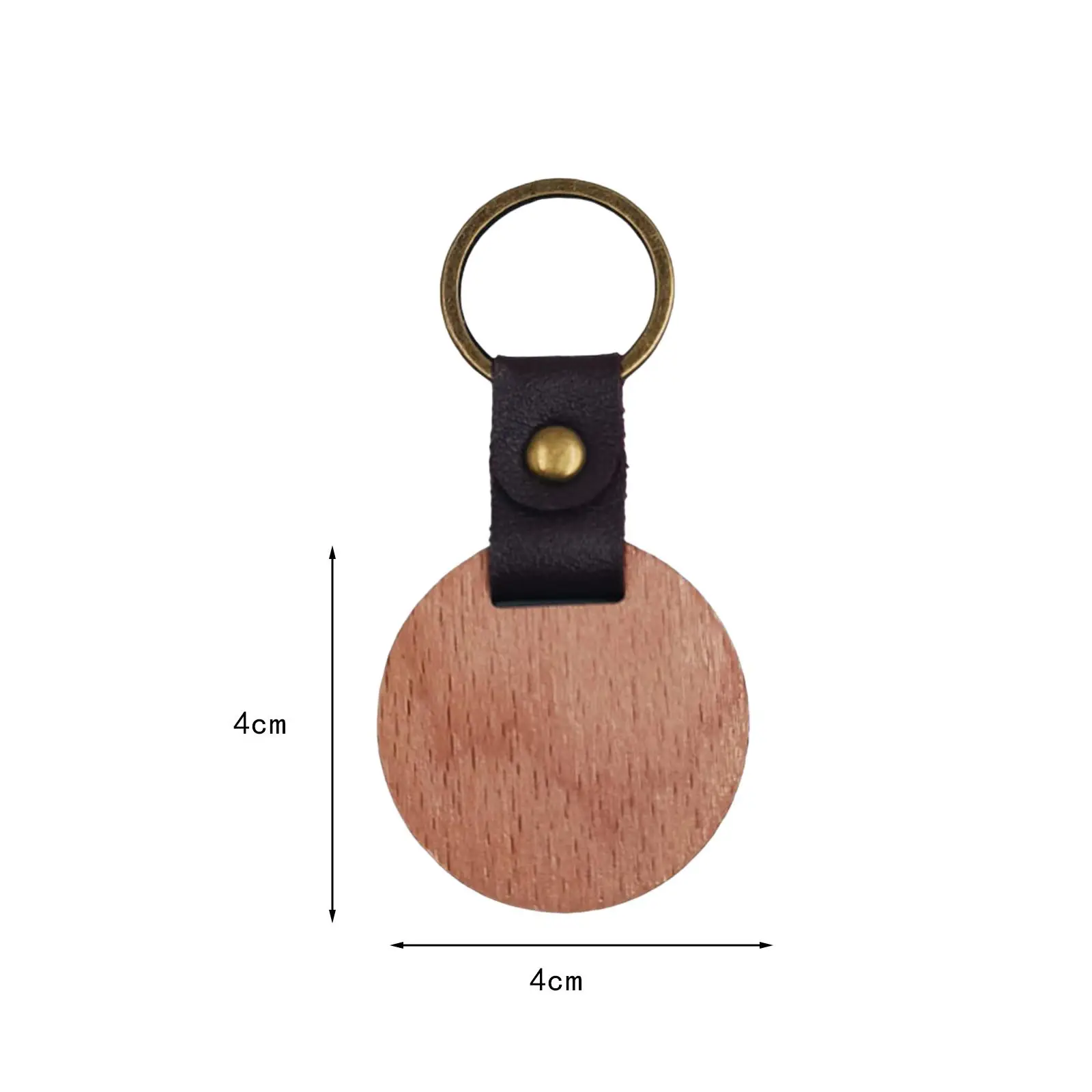 Keychain Holder Wood Tags with PU Leather Straps Metal Rings for Keys DIY Engraving Car Key Fob Ornament Men Women