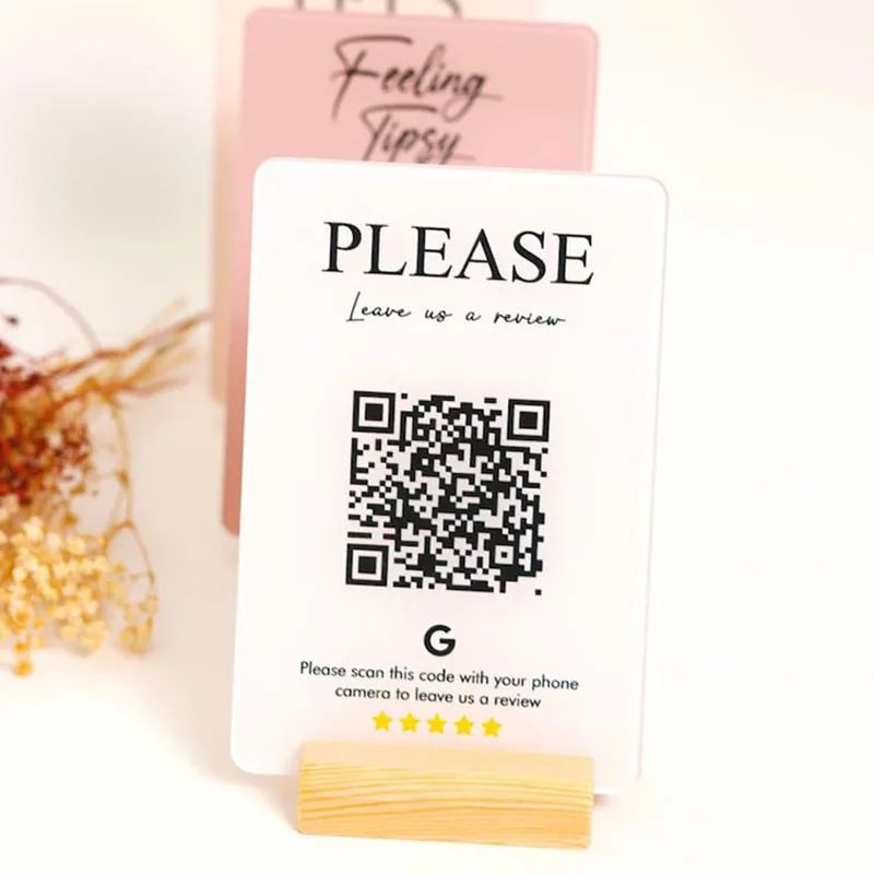 علامة قائمة رمز الاستجابة السريعة القابلة للتخصيص، حامل أكريليك مع شعار للمطاعم والمقاهي والبارات المسح لعرض قائمة مشروبات الطعام والوسائط الاجتماعية #2