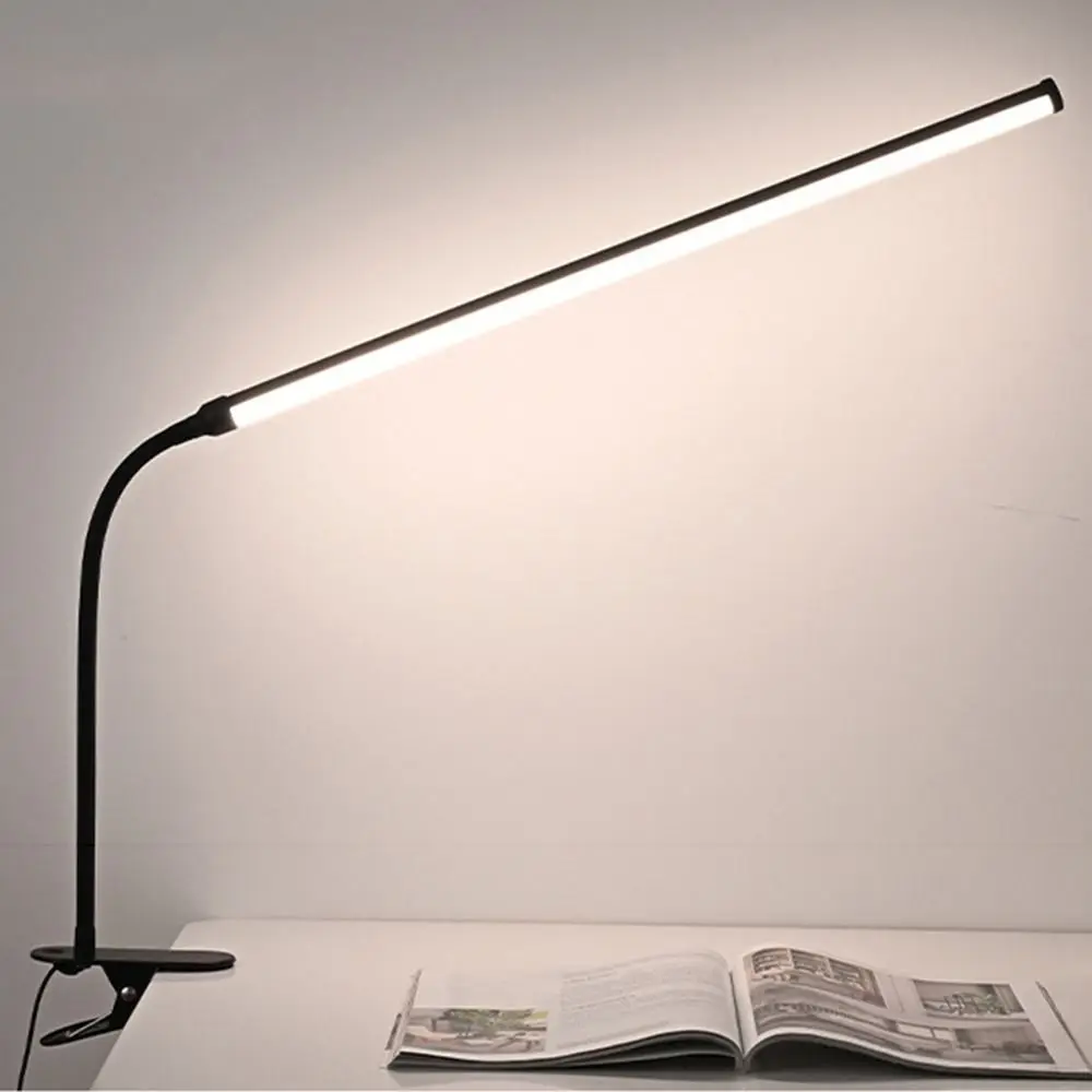 

Eye-Caring LED Clip-on Desk Lamp 3 Mode Colors Adjustable Brightness Desk Light with Clamp Long Arms Flexible