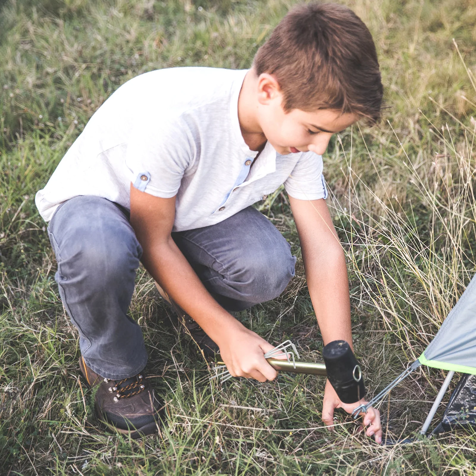 

32Pcs L Shaped Camping Stakes Strong Iron Ground Nails for Tent Canopy Awning Security Reliable Wind Resistant Outdoor Fixing