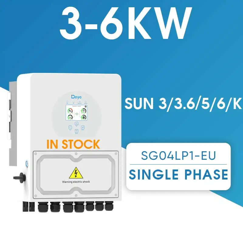 In Stock Deye SUN-5K-SG04LP1-EU SUN-3K-SG04LP1-EU 24V 3 Kva Deye Hybrid Inverter 3KW 3.6KW 5KW 6KW Single Phase