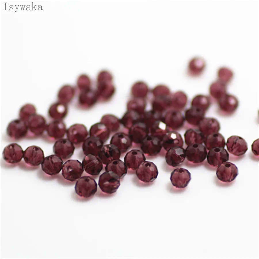 Isywaka Purple Red Colors 3x4mm 125pcs Rondelle Austria faceted Crystal Glass Beads Loose Spacer Round Beads Jewelry Making