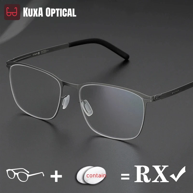 

KUXA Screw Free Design Men Women Glasses Frame Ultralight Eyewear Business Eyeglasses With Prescription Myopia Hyperopia Optical