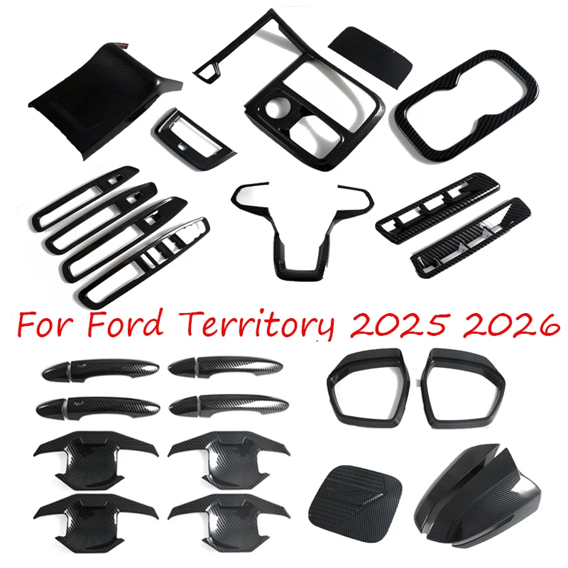 

For Ford Territory 2025 2026 ABS Carbon Fibercar door handle bowl Window Switch Gear Shift Panel air conditions outlet Cover