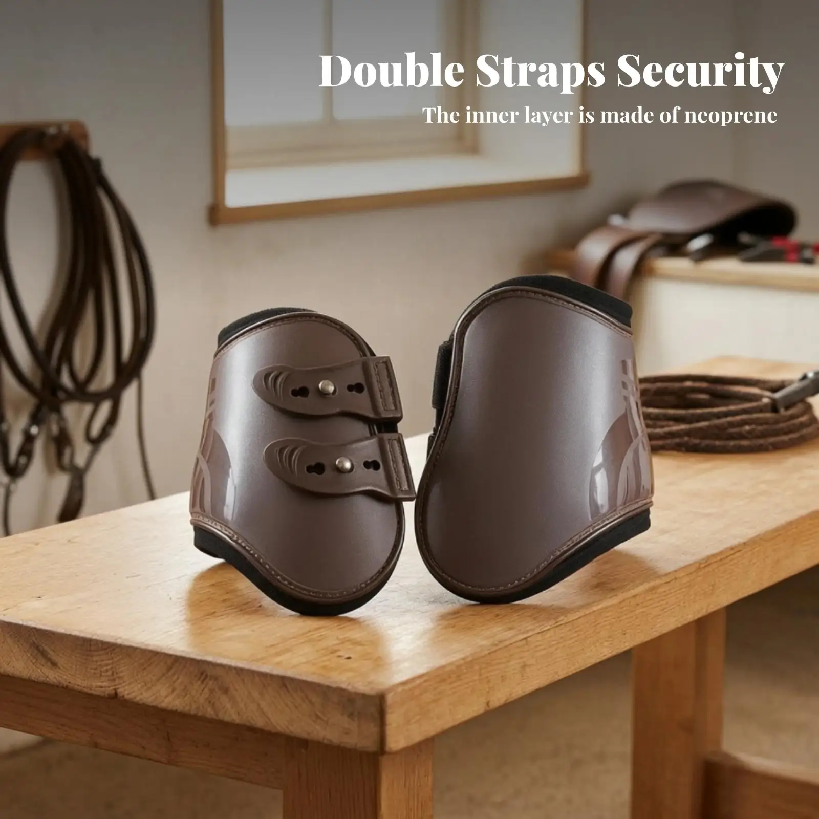 Horse Fetlock Boots Hard-Shell Hind Leg Boots Tack Shock-Absorbing Guarding for Equestrians, Jumping, Riding