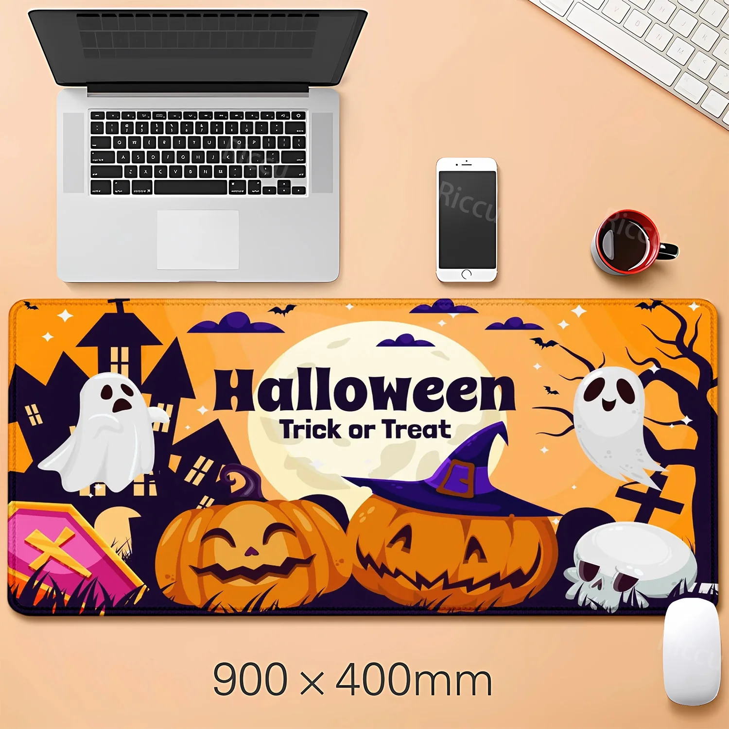 Large Terror Castle mouse pad Computer Halloween Night Pumpkin teclado XXL Anime Gamer mousepad LaptopExtended Desk Mat Mausepad