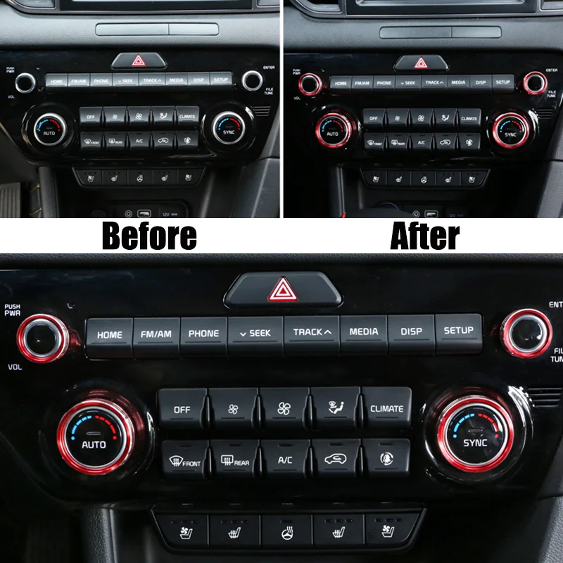 Dla Kia Sportage Ql 2017 - 2020 aluminiowe przełączniki gałki grzałka przyciski sterowania klimatem pokrętła A/C Air Con pierścień okładkowy