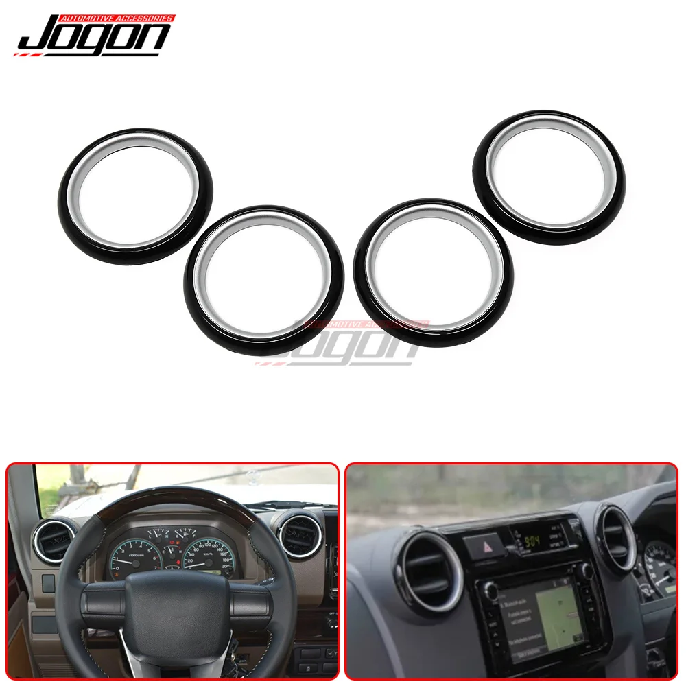 For Toyota Land Cruiser FJ70 FJ76 FJ77 FJ78 FJ79 4pcs ABS Decoration Silver Wood Color Car Air Vent Outlet Ring Cover Trim