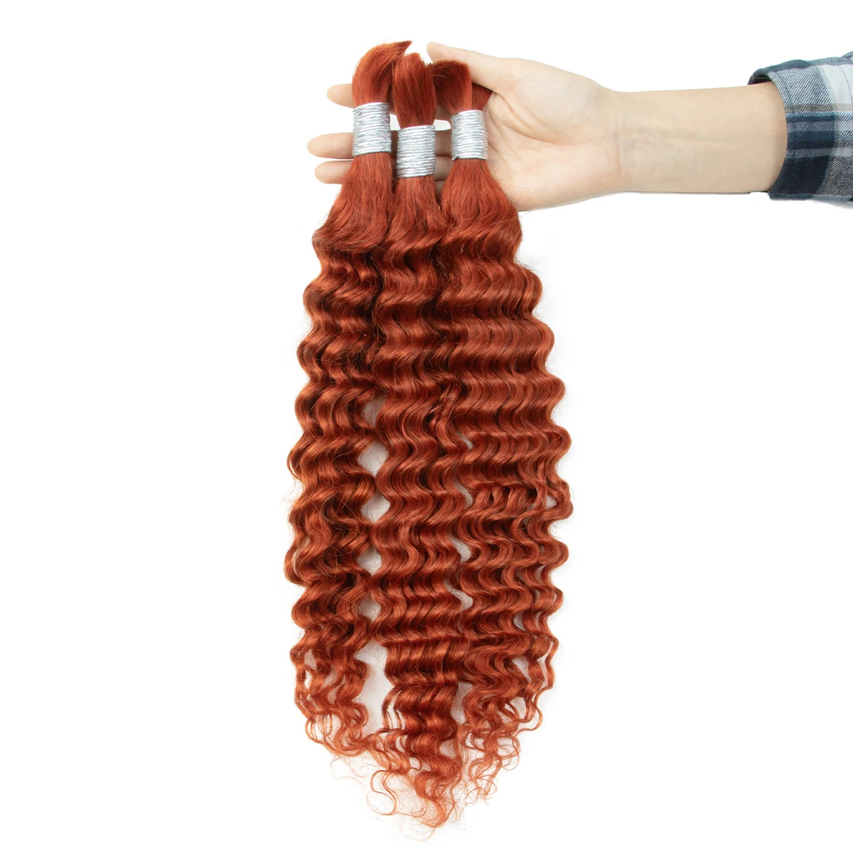 # 350ディープウェーブヘアバルクエクステンションレミーヘアバンドルDIYバルク編み込み人毛45-50g/パックバルク人毛編み込み用