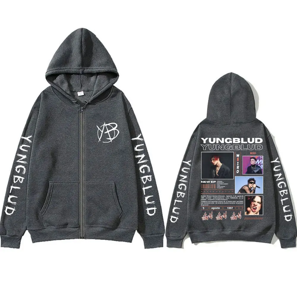 Yungblud Music Album Weird Zipper Hoodie Men Women Alternative Rock Zip Up Jacket Men's Hip Hop Oversized Zip Up Sweatshirts