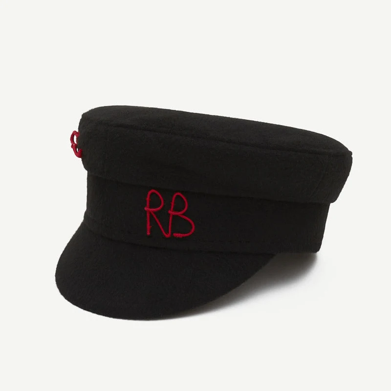 USPOP Monogram-verfraaid Baker Boy Cap Brief Krantenjongenspet Vrouwen Platte Militray Caps Vrouwen Winter Caps