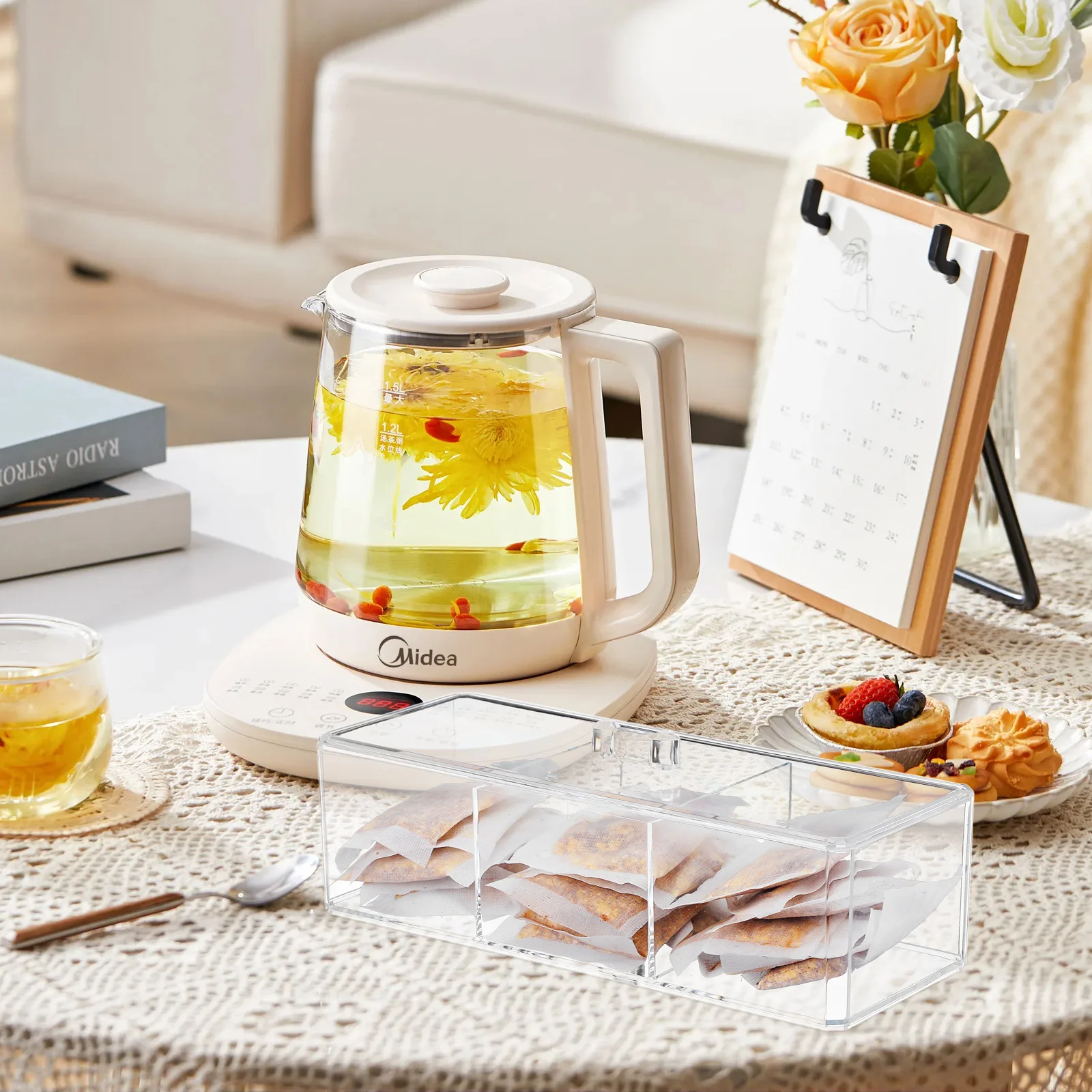 

Tea Bag Organizer Box Divided Storage Chest for Coffee Tea Bag Holder Home Office Use Pantry Organization and Storage