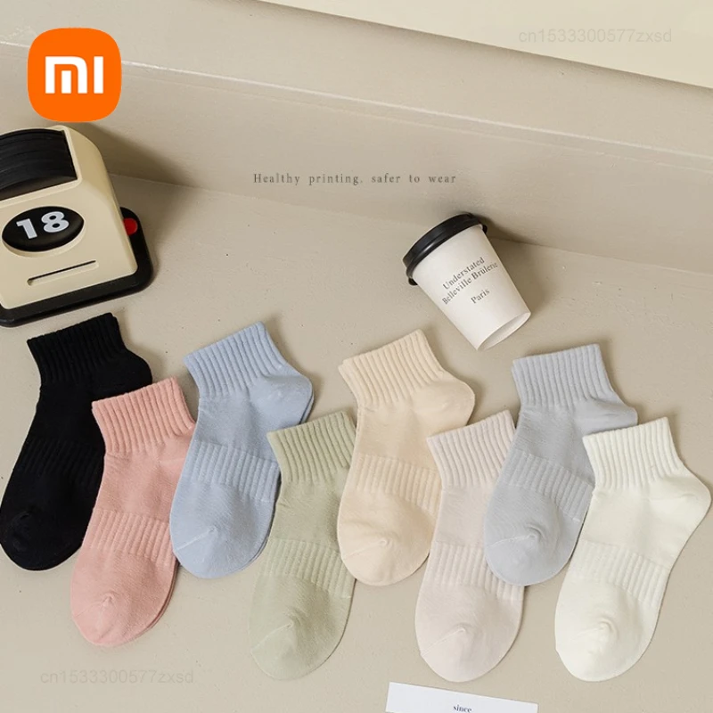 Xiaomi 8Pairs/Lot Women's Spring Autumn Cotton Short Socks Breathable Anti Odor Sweat-absorbing Solid Color Female Short Socks