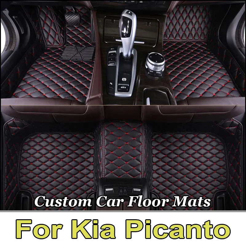 Leather Car Floor Mats For Kia Picanto Morning Grand Eko Taxi JA 2012~2017 5door Anti-dirty Car Mat Tapete Carro Car Accessories