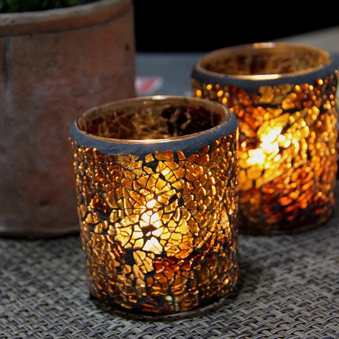 

10pcs Candles Jar Mosaic Glass Candlestick Romantic Candlelight Dinner Candle Cup Ornaments Candle Jar Glass Diy m