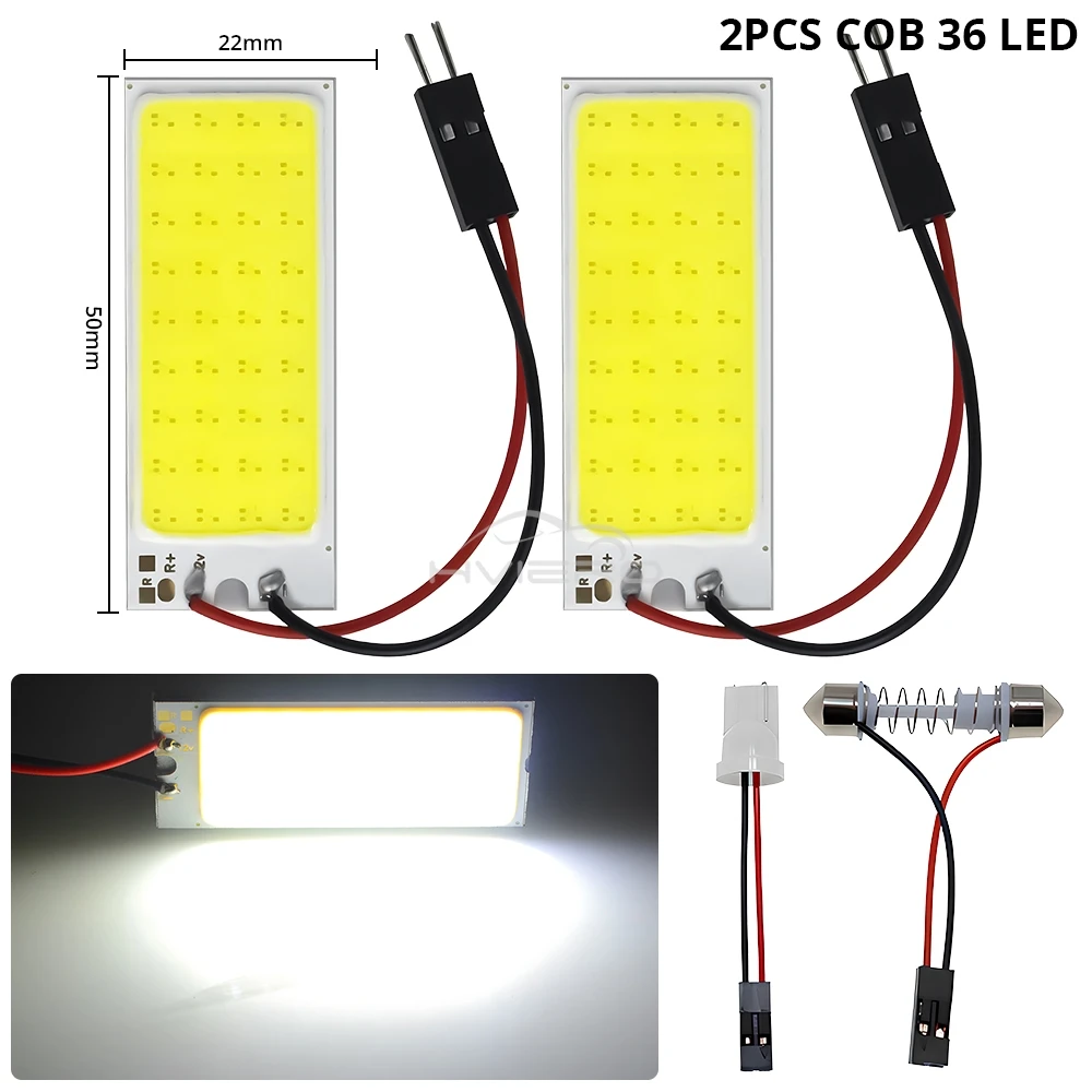 2X T10 COB 36Led Car Led W5w C5W C10w License Plate Lamp White Red Auto Door Reading Backup Bulb Dome Festoon Light Trunk Bulb