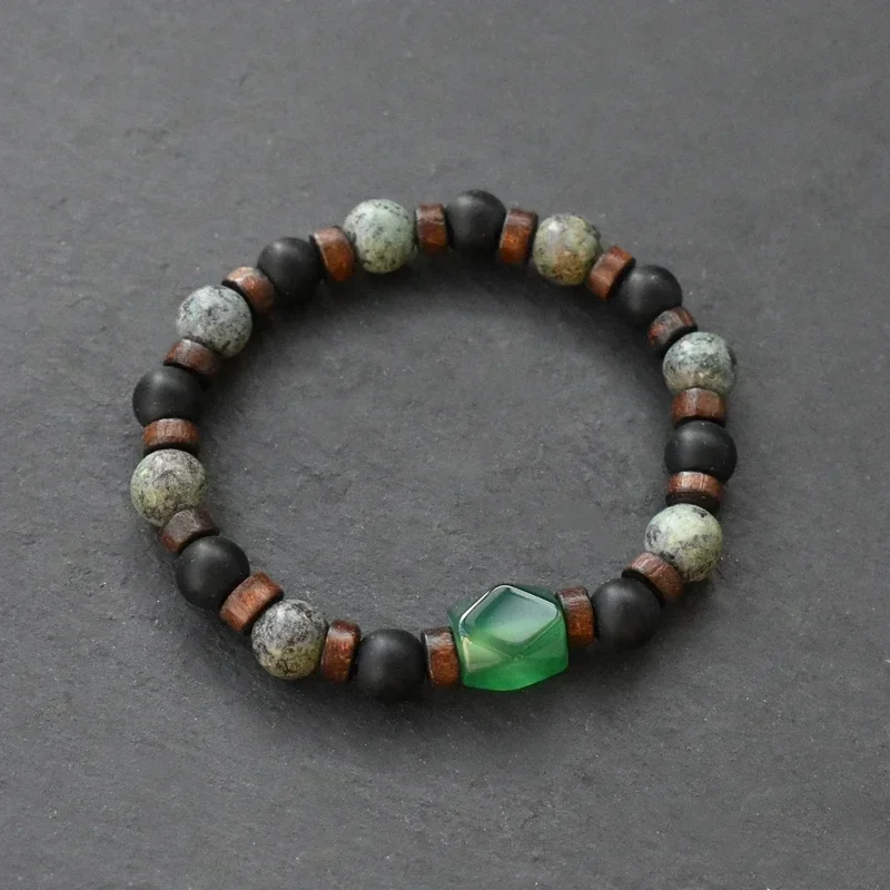 Fashionable Men's Bracelet Bead Bracelet European and American Retro Volcanic Stone Yoga Bracelet