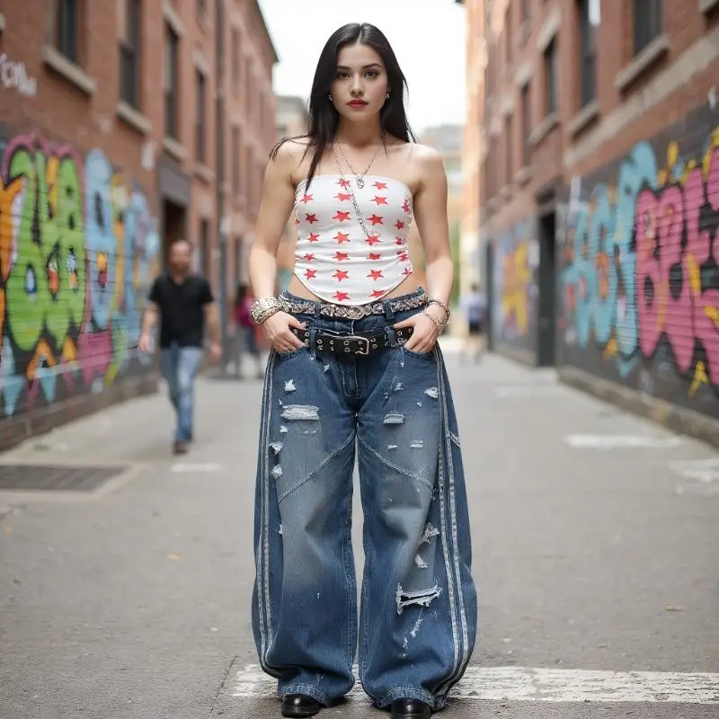 Streetwear น้ําหนักเบาผ้าพันคอผ้าไหมสแควร์ขนาดใหญ่ Y2K Star ผ้าพันคอผมสําหรับผู้หญิง Hip Hop Punk Breathable Headwear Headscarf