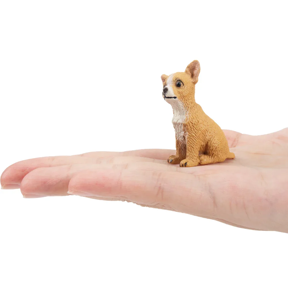 Simulation Dog Pet Animal Model Toy Mini  Sitting Fawn Chihuahua Puppy Figures Dolls Action Figurines Toys For Children Gift
