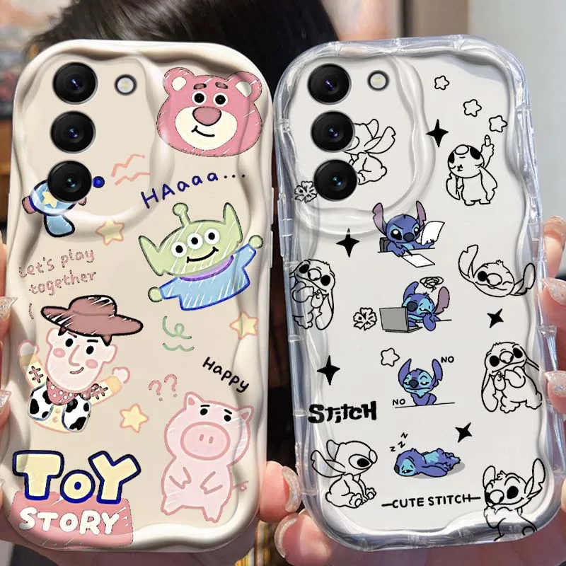 

Disney Toy Story Stitch Art For Samsung Galaxy S25 S24 S23 S22 S21 S20 A16 A55 A05 A07 Ultra Plus FE 5G Wave Oil Phone Case