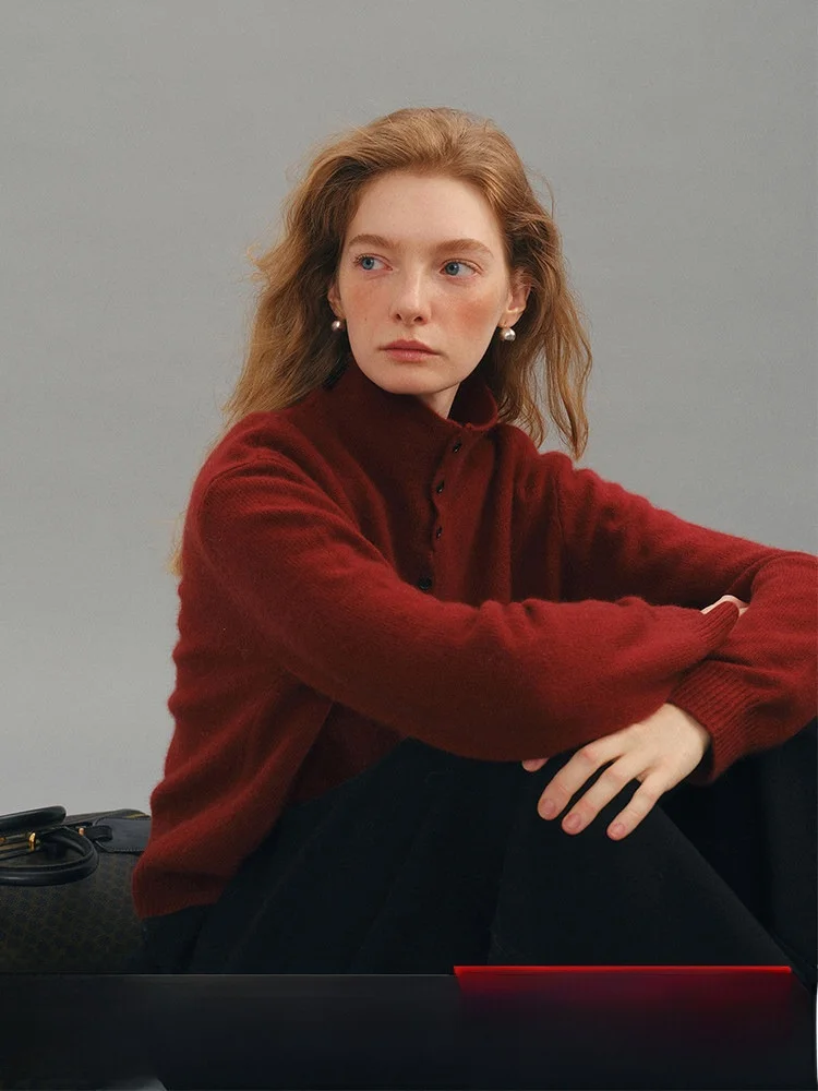 

Женский вязаный кардиган Who Taozi с высоким воротником, на одной пуговице, универсальный, мягкий и уютный, новинка