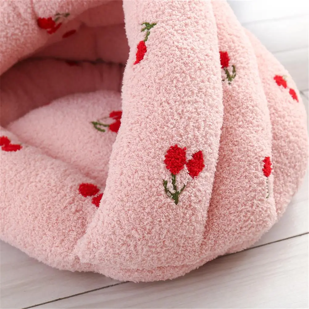 Warm Soft Puppy Nest Kennel Deep Sleep Cat Cushion House Kitten Sleeping Bag Basket For Small Dogs Cats Winter Plush Pet Bed