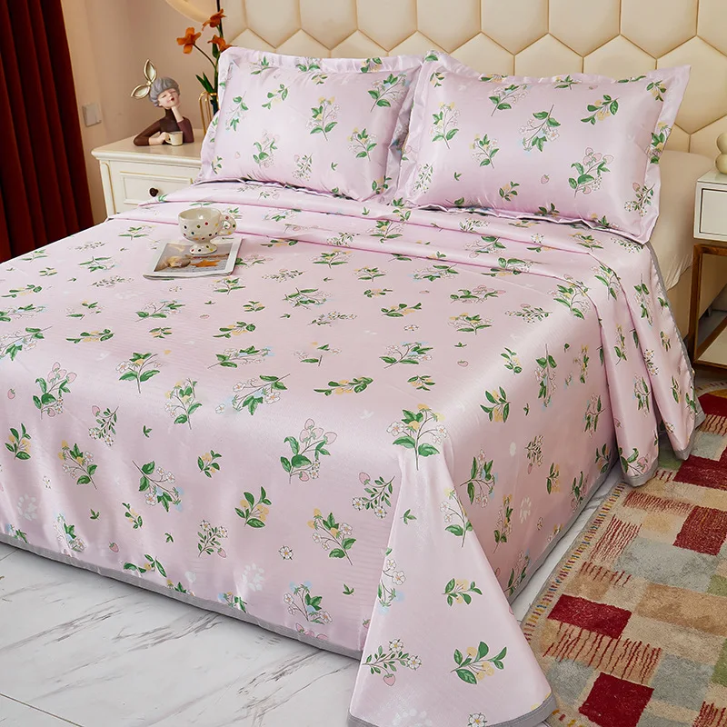 Summer Ice Satin Printed Cooling Mat Set Foldable Air Conditioning Sleeping Mat with Pillowcase Cozy Home Decor for Hot Flashes view 3