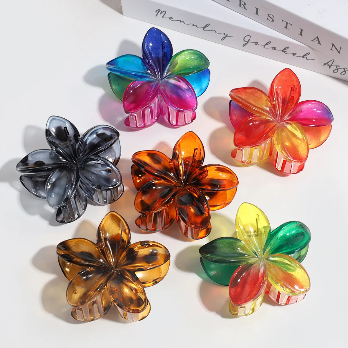 Clear Egg Flower Acrylic Hair Clip for Women Vintage Hair Claws Crab Clamp Barrette Summer Girl Hair Accessories Ponytail Holder