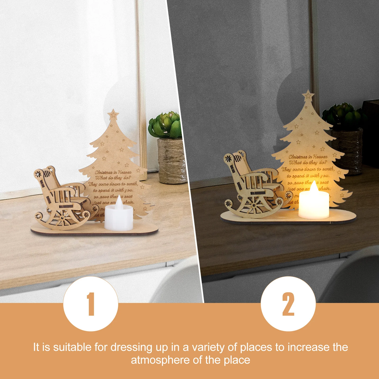 

1Pcs Creative Wooden Xmas DIY Decor Christmas Ornament Indoor Festival Scene Adornment Home Office Desktop Xmas Ornament