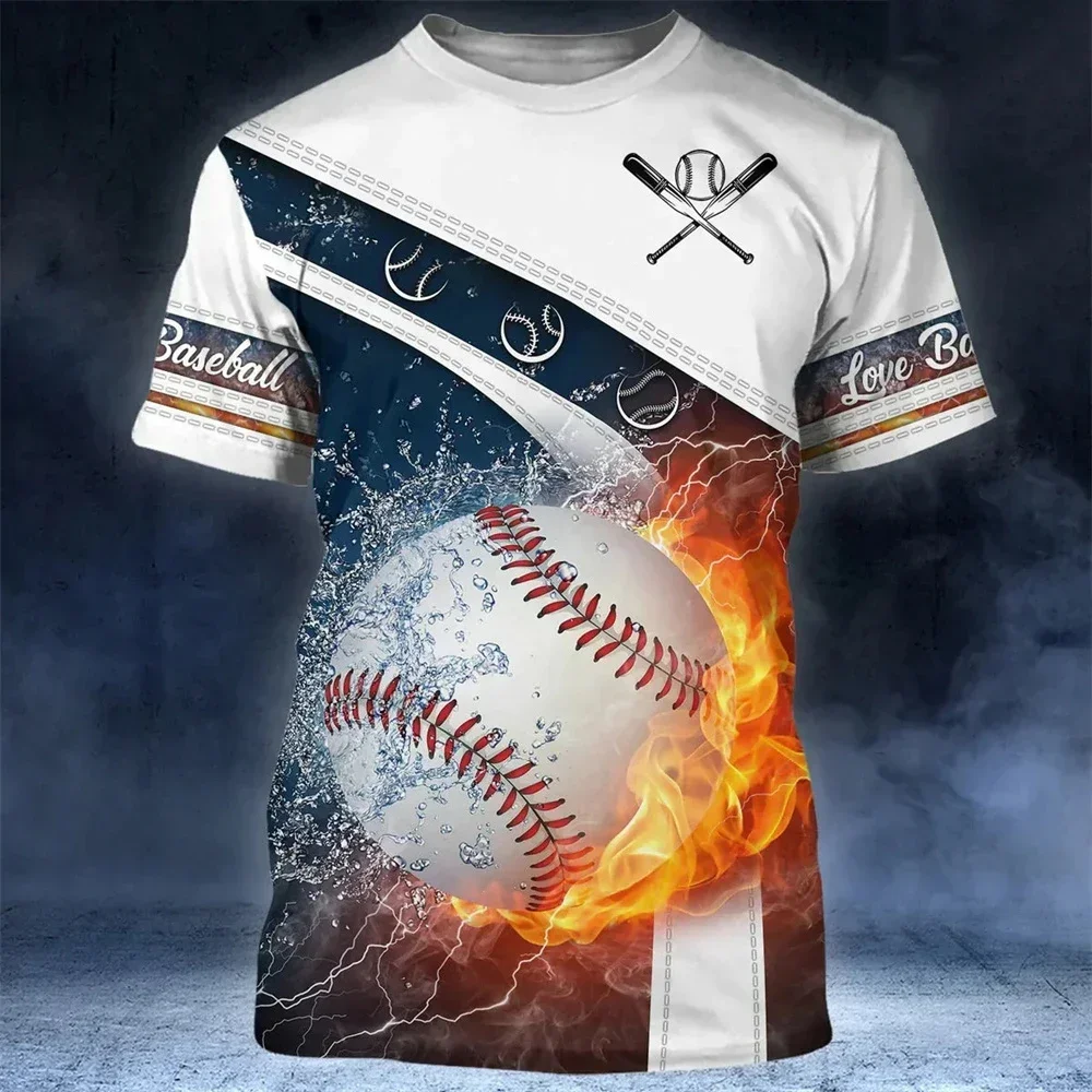 

Baseball Sports 3D Printed Outdoor Men's Women's Short Sleeved T-shirt With Round Neck For Children Quick Drying Comfortable Top