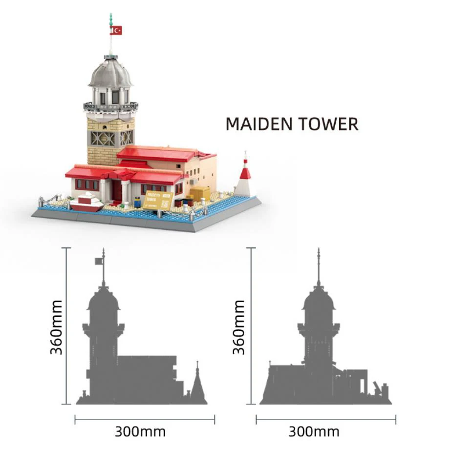 Creative Building Block Maidens Tower ตุรกีอิสตันบูลก่อสร้างอิฐสถาปัตยกรรมประวัติศาสตร์ของเล่นสําหรับของขวัญ