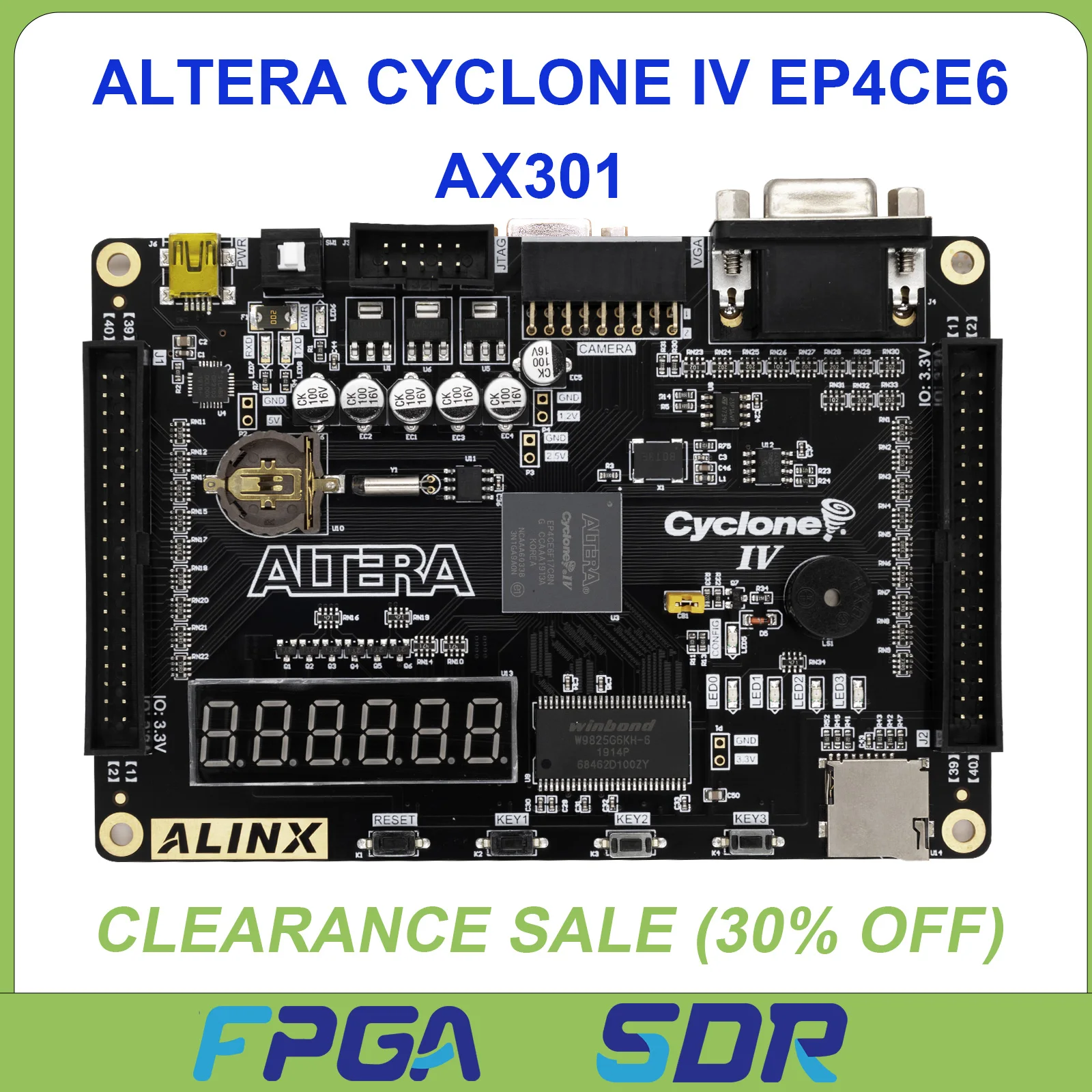 

AX301 ALTERA Cyclone IV EP4CE6 FPGA Development Board Clearance Sale
