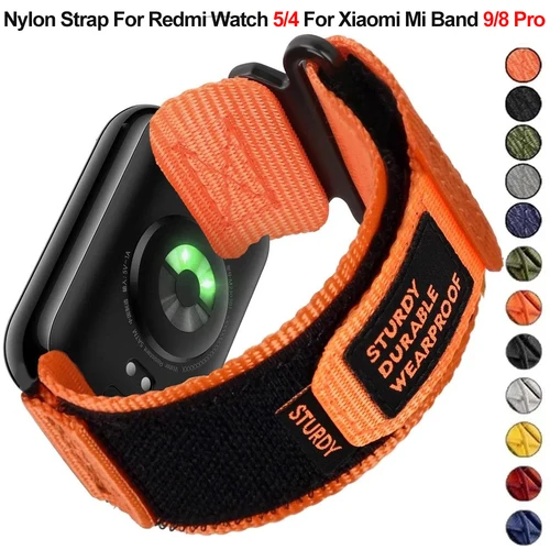 Correa de nailon para reloj Redmi 5 4, pulsera deportiva intercambiable para Xiaomi Mi Band 9/8 Pro, correa de reloj ajustable
